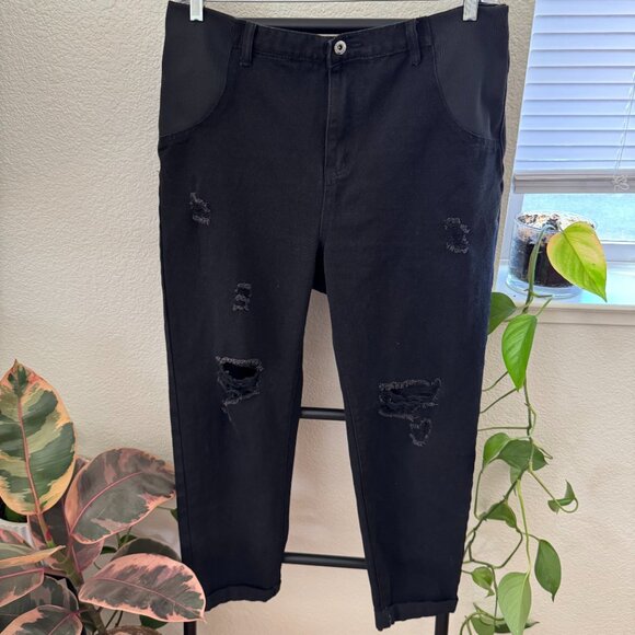 Black Distressed Maternity Jeans Size Large - Picture 9 of 9